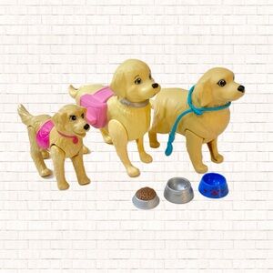 Barbie Dogs Collection • Set of 3 misc toy pets + food bowls • Mattel EUC OBO